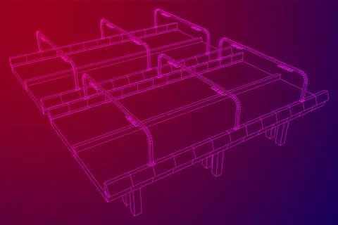 Wireframe Mesh Bridge Highway. Vector Illustration. Stock Illustration