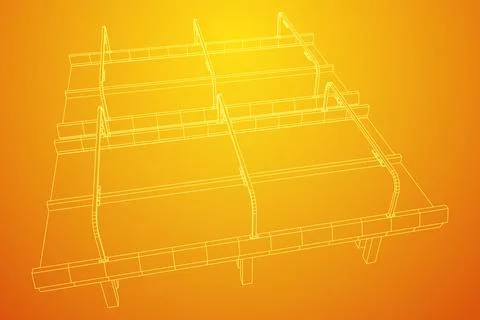 Wireframe Mesh Bridge Highway. Vector Illustration. Stock Illustration