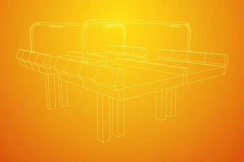 Wireframe Mesh Bridge Highway. Vector Illustration. Stock Illustration