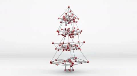 Wireframe mesh of christmas tree 3D render loopable animation 4k (4096x2304) Video stock 68118175