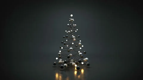 Wireframe mesh of christmas tree 3D render loopable animation Video stock 96088287