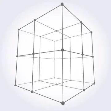 Wireframe Mesh Cube. Stock Illustration