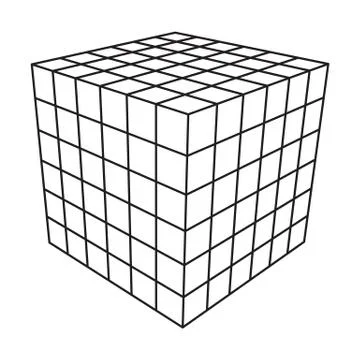 Wireframe Mesh Cube. Stock Illustration