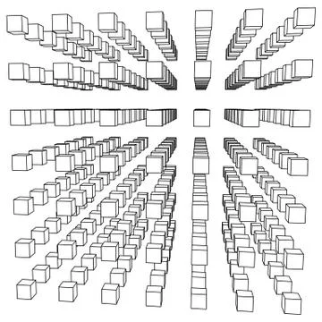 Wireframe Mesh Cube. 库存插图