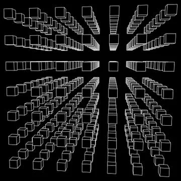 Wireframe Mesh Cube. Ilustração Stock