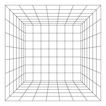 Wireframe Mesh Cube. 库存插图