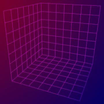 Wireframe Mesh Cube. 库存插图