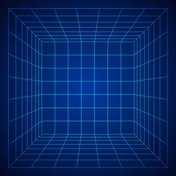 Wireframe Mesh Cube. 库存插图