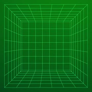 Wireframe Mesh Cube. Stock Illustration