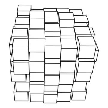 Wireframe Mesh Cube. Stock Illustration