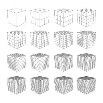 Wireframe Mesh Cube. Stock Illustration