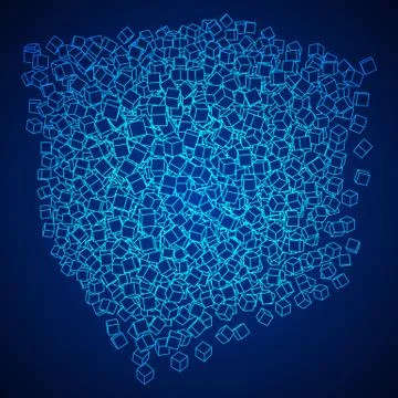 Wireframe Mesh Cube. Stock Illustration