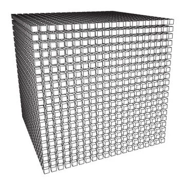 Wireframe Mesh Cube. Ilustração Stock