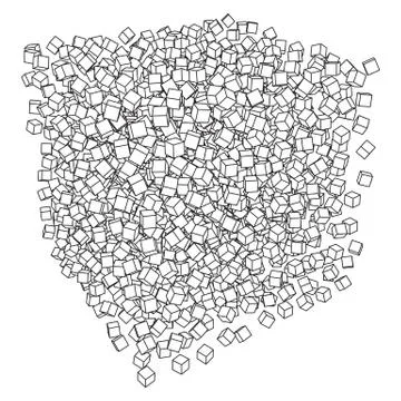 Wireframe Mesh Cube. Ilustração Stock