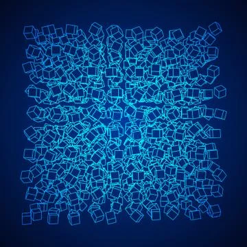 Wireframe Mesh Cube. 库存插图