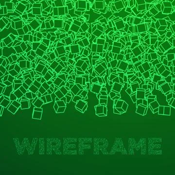Wireframe Mesh Cube. 库存插图