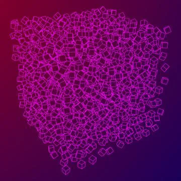 Wireframe Mesh Cube. 库存插图