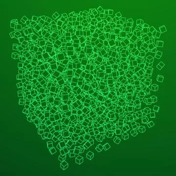 Wireframe Mesh Cube. 库存插图