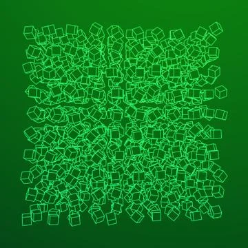 Wireframe Mesh Cube. 库存插图