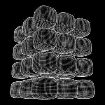 Wireframe Mesh Cube. Ilustração Stock