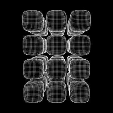 Wireframe Mesh Cube. 库存插图