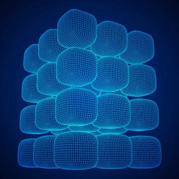 Wireframe Mesh Cube. Stock Illustration
