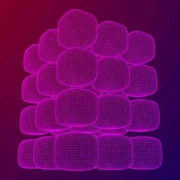 Wireframe Mesh Cube. Stock Illustration