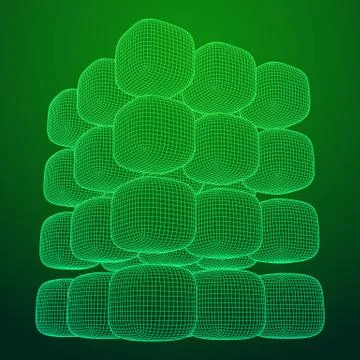 Wireframe Mesh Cube. 库存插图