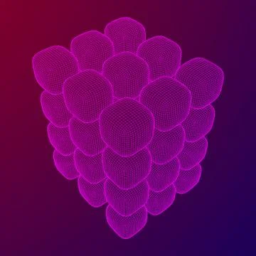 Wireframe Mesh Cube. Ilustração Stock