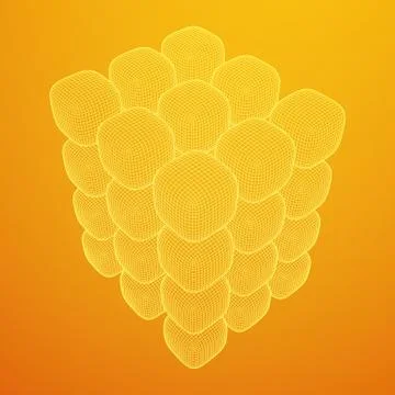 Wireframe Mesh Cube. Ilustração Stock