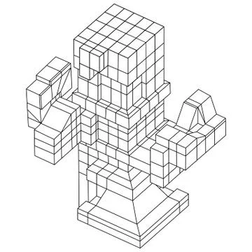 Wireframe Mesh Cubes element. 스톡 일러스트