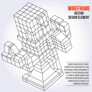 Wireframe Mesh Cubes. 스톡 일러스트