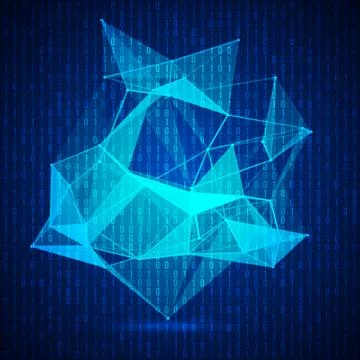 Wireframe mesh dot and lines background Stock Illustration