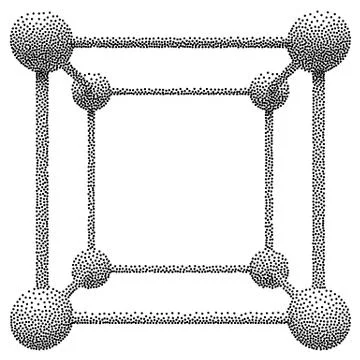 Wireframe Mesh Dotwork Vector Cube Stock Illustration