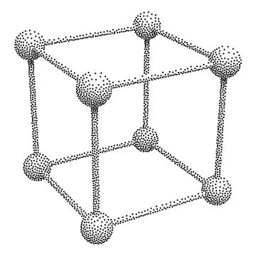 Wireframe Mesh Dotwork Vector Cube 库存插图