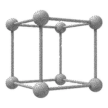 Wireframe Mesh Dotwork Vector Cube Illustrazione stock