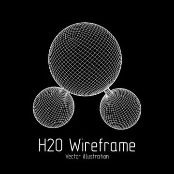 Wireframe Mesh H2O Molecule 스톡 일러스트