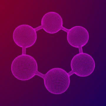 Wireframe Mesh Hexagon Molecule Stock Illustration