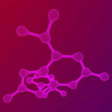 Wireframe Mesh Molecule. Connection Structure. Illustrazione stock