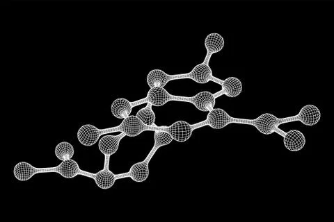 Wireframe Mesh Molecule. Connection Structure. 스톡 일러스트