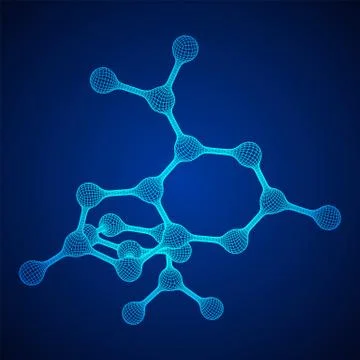 Wireframe Mesh Molecule. Connection Structure. 스톡 일러스트