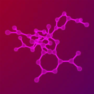 Wireframe Mesh Molecule. Connection Structure. Stock Illustration