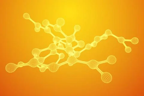 Wireframe Mesh Molecule. Connection Structure. Stock Illustration