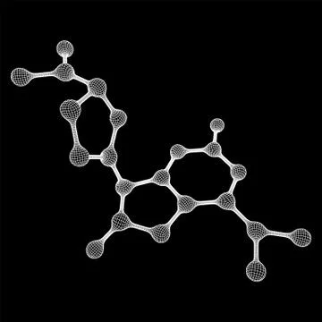 Wireframe Mesh Molecule. Connection Structure. Stock Illustration