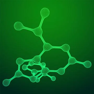 Wireframe Mesh Molecule. Connection Structure. Stock Illustration