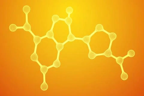 Wireframe Mesh Molecule. Connection Structure. 스톡 일러스트