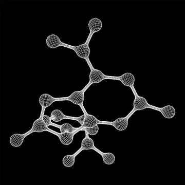 Wireframe Mesh Molecule. Connection Structure. Illustrazione stock