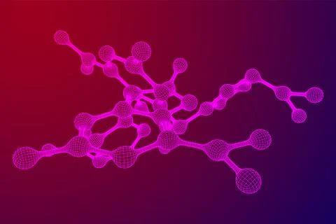 Wireframe Mesh Molecule. Connection Structure. 스톡 일러스트