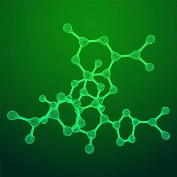 Wireframe Mesh Molecule. Connection Structure. Stock Illustration