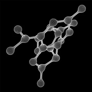 Wireframe Mesh Molecule. Connection Structure. Stock Illustration